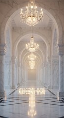 Fototapeta premium Elegant interior of a grand cathedral with golden chandelier.