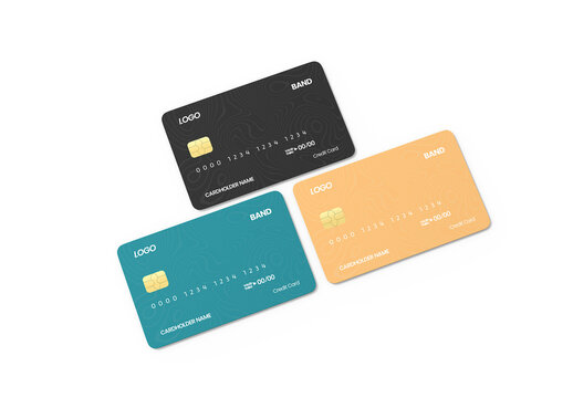 Credit Card Mockup set with chip template