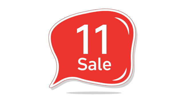 Red Speech Bubble with Number 11 and Sale Text - Shopping Discount Promotion