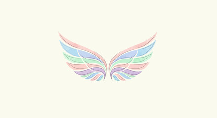 Obraz premium Soft Pastel Angel Wings Symbol, Delicate Artwork, Gentle Colors, Isolated on Cream Background