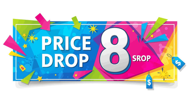 Price Drop Sale Banner with 8 SROPs and Confetti