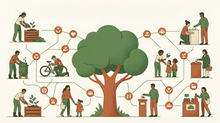 Fototapeta premium community sustainability and environmental action concept illustration