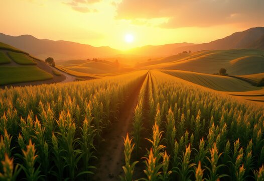 Lush-Themed Agriculture Implementing Wildlife-Friendly Practices Amidst Scenic Fields