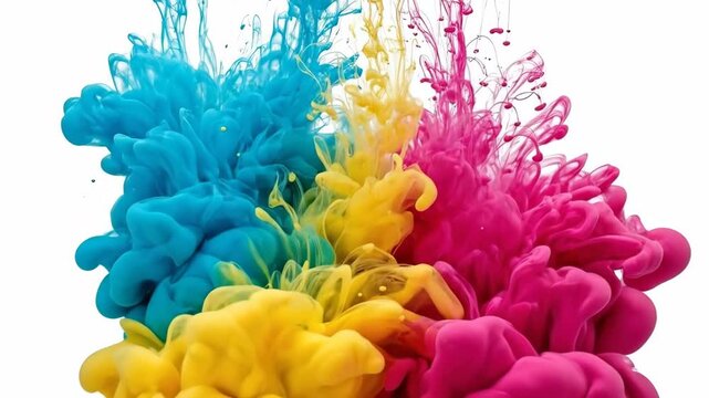 Vibrant fluid art explosion in vivid colors on a plain background