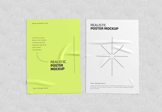 Realistic Vertical Wrinkle Poster Mockup