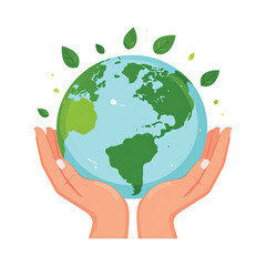 Fototapeta premium Hands Holding Green Earth Globe.