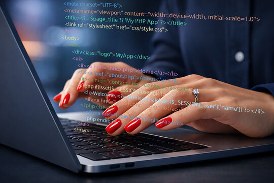 Writing programming code for web app development