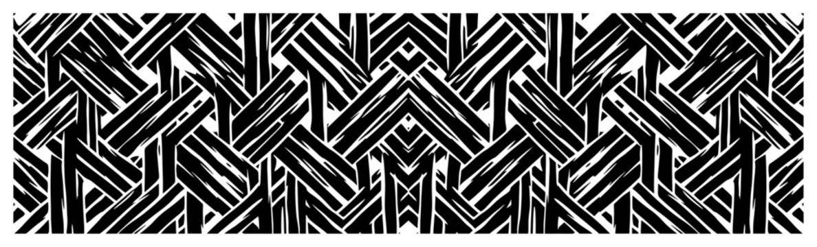 Interweaving parallel lines creating a geometric hatch pattern on a horizontal panel
