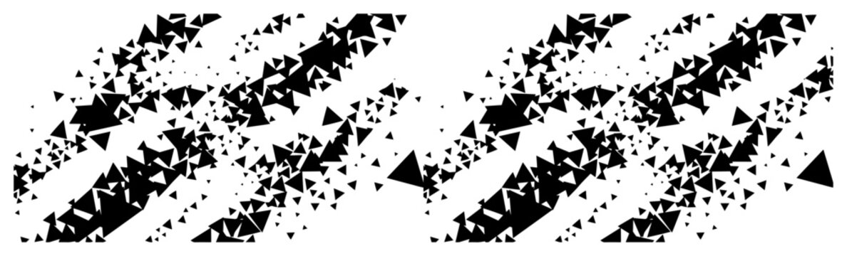 Exploding triangular shards forming diagonal shapes in a dynamic abstract style