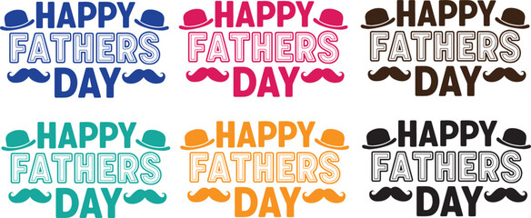 Fototapeta premium Happy fathers day colorful typography designs