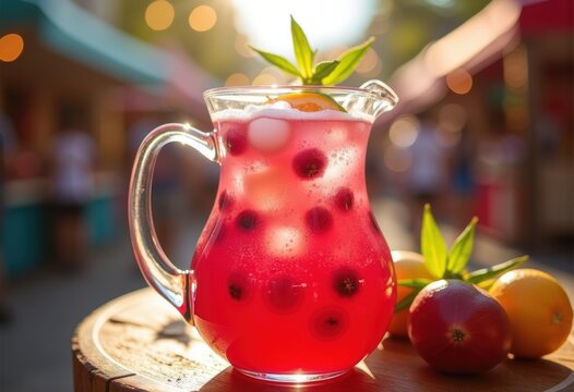 Vibrant Hibiscus Flower Agua Fresca Refreshing Summer Festival Craft Beverage