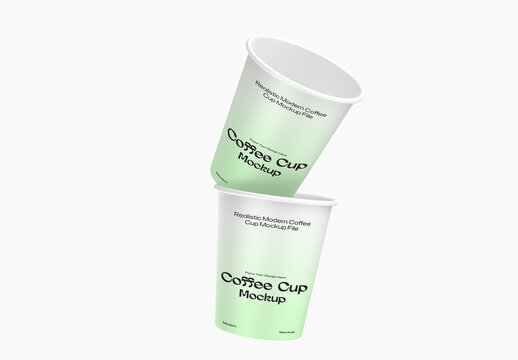 Two Stacked Coffee Cup Mockup
