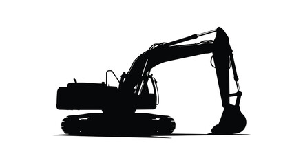 excavator silhouette on white background © MDAbujafor