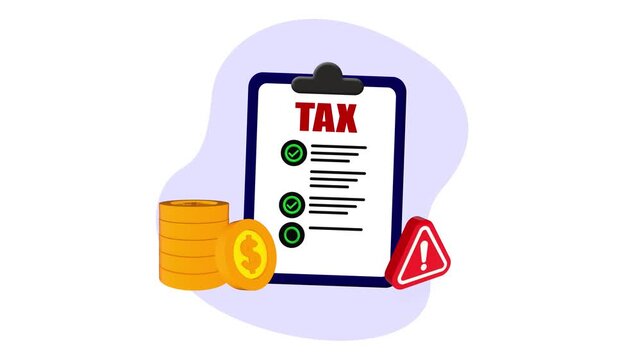 Flat 2D Animation of a Tax Checklist with Gold Coins