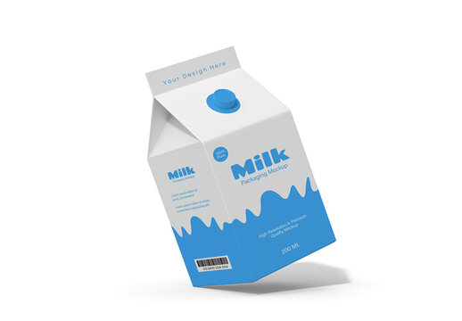 Floating Milk Box Packaging Mockup