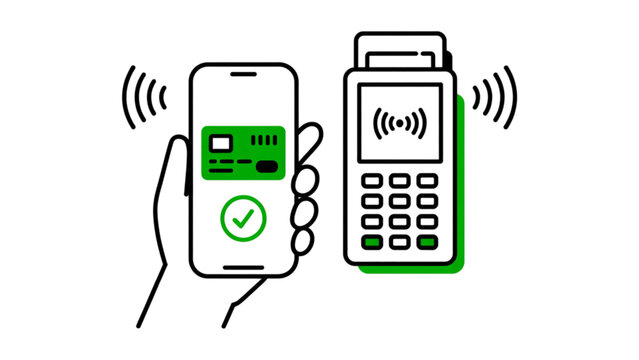 Mobile payment approval illustration with card reader and smartphone Vector
