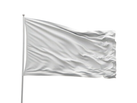 Waving white flag in mid-air