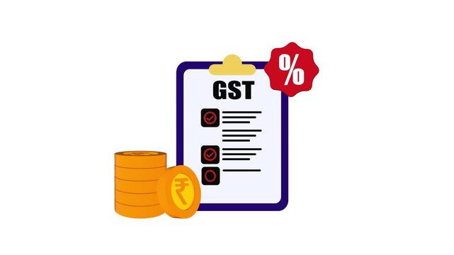 Flat Design Tax Animation with Clipboard Coins and Percentage Icon
