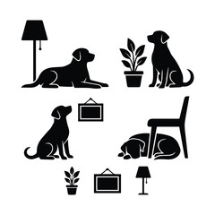 Dogs in a home environment with furniture and decor © ADURI
