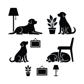 Dogs in a home environment with furniture and decor