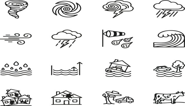 Tornado Or Hurricane Icons Black & White Set Big.eps
