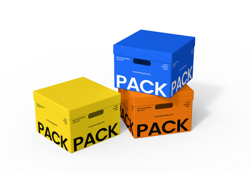 Colorful Storage Box Mockup Set