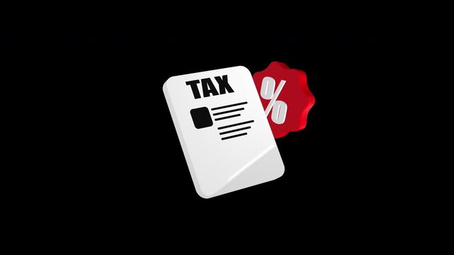Tax and paper with animation on a alpha channel