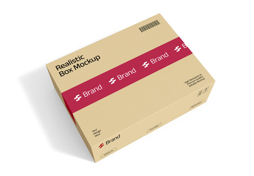 Realistic Shipping Box Mockup Template