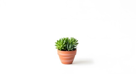 Fototapeta premium Small succulent plant in a terracotta pot with indoor plant