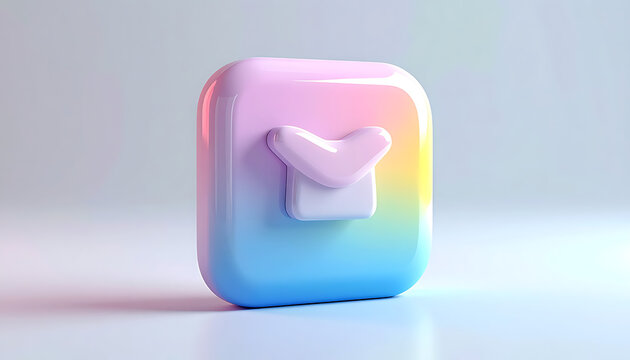 Glossy 3d checkmark icon with soft pastel gradient background and subtle reflection, ideal for validation and success concepts