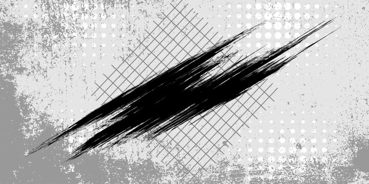 Comic book speed lines isolated on dirty grey background with grunge, geometry, halftone and black stripe effect style for manga speed frame, superhero action, banner event