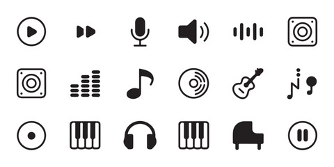 Minimalist Music and Sound Icon Pack for Web and Mobile Apps © MD