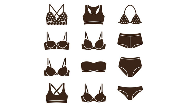Lingerie silhouettes on a white background dark brown vector graphics