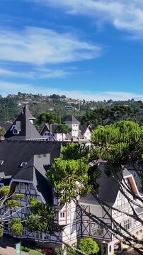 Winter Destination In Campos Do Jordao In Sao Paulo Brazil. Mantiqueira Mountain. Downtown Cityscape. European Architecture. Winter Destination In Campos Do Jordao In Sao Paulo Brazil. Tourism Travel.