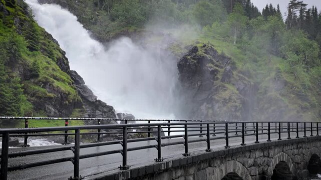 The famous Latefossen waterfall in Norway.