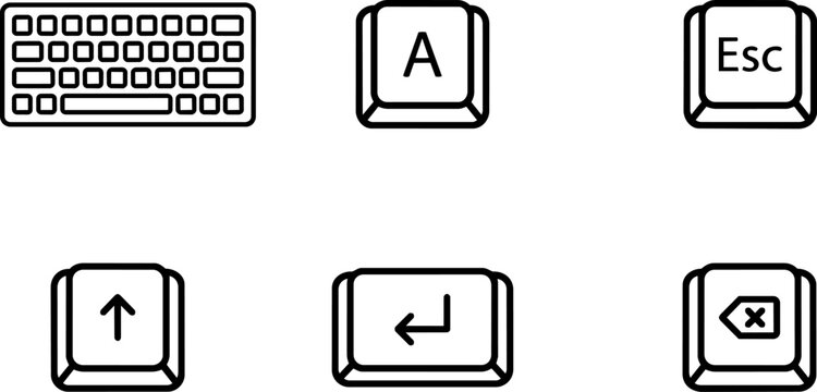 Keyboard and Function Keys Icons Set. Vector