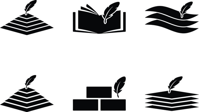 fabric with feather filler icon set high comfort structure less weight vector illustration on white background.eps