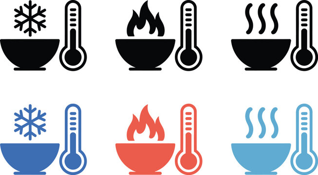 Hot and cold water icon, solid vector symbol depicting temperature control bath system steam ice indicators and bathing comfort concept.