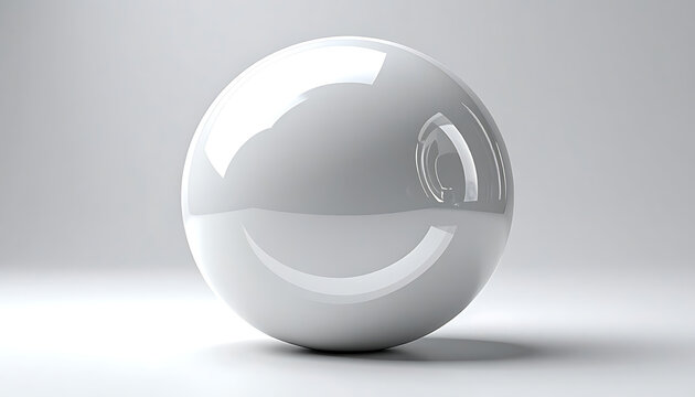 Glossy white sphere with subtle reflections and soft shadows, centered on a light gray studio background, clean abstract, geometric simplicity