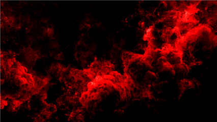 Abstract ethereal crimson nebula clouds swirling in deep cosmic void, a celestial spectacle of vibrant cosmic dust and gas, evoking wonder and mystery in the vast universe © Sanatçi