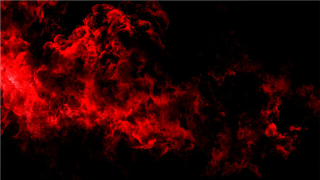Abstract crimson nebula formation illuminated against a void, hinting at cosmic energy and infernal phenomenon