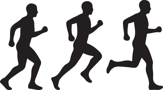 Black silhouettes of man running in different poses