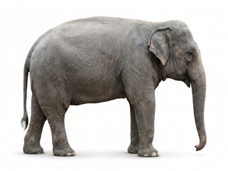 Obraz premium Adult Asian elephant full body profile portrait isolated on seamless pure white background with soft ground shadow