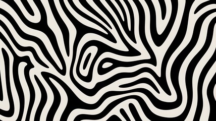Fototapeta premium Abstract zebra print pattern with flowing organic black and beige lines