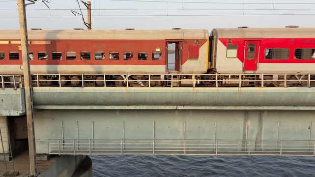 High Speed Indian Train Passing By Shot From Another Moving Train