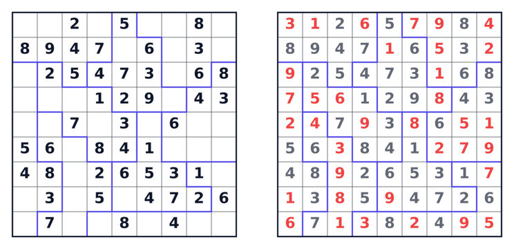 Sudoku puzzle grid with solved and unsolved sections displayed  
