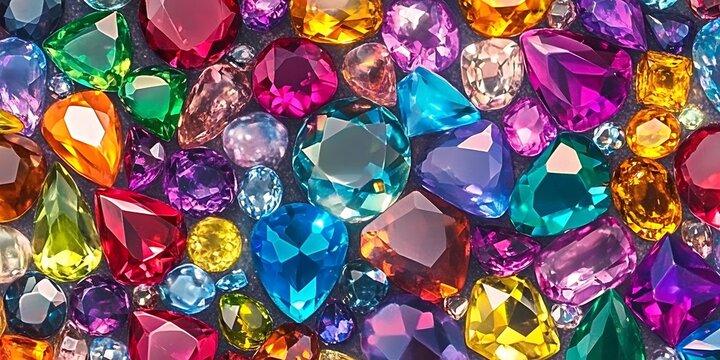 Colorful collection of faceted gemstones sparkling bright vibrant hues precious.