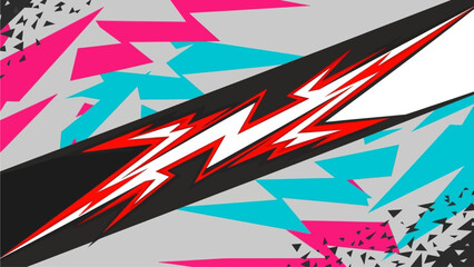 Fototapeta premium Bold Abstract Background with Jagged Lightning Bolt Design in Pink, Teal, and White