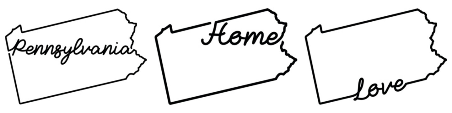 Pennsylvania state outline bundle with home and love design