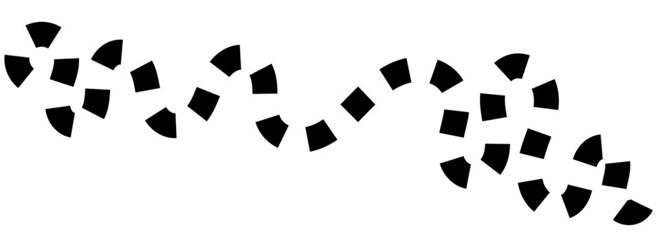 Black segmented curved line on white, Abstract geometric dashed path, Minimalist wavy black segments